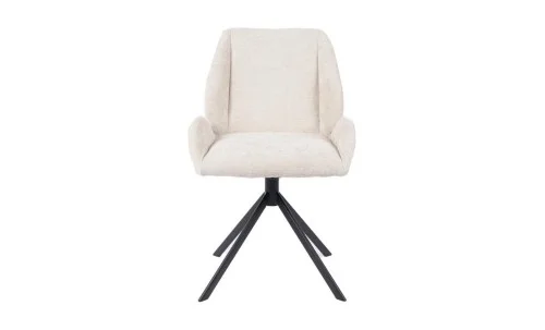 Set Masă Living Extensibilă CT163 Blat Ceramic Alb cu 4 Scaune Rotative KJC4347 Bej