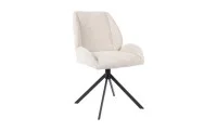 Set Masă Living Extensibilă CT163 Blat Ceramic Alb cu 4 Scaune Rotative KJC4347 Bej 3