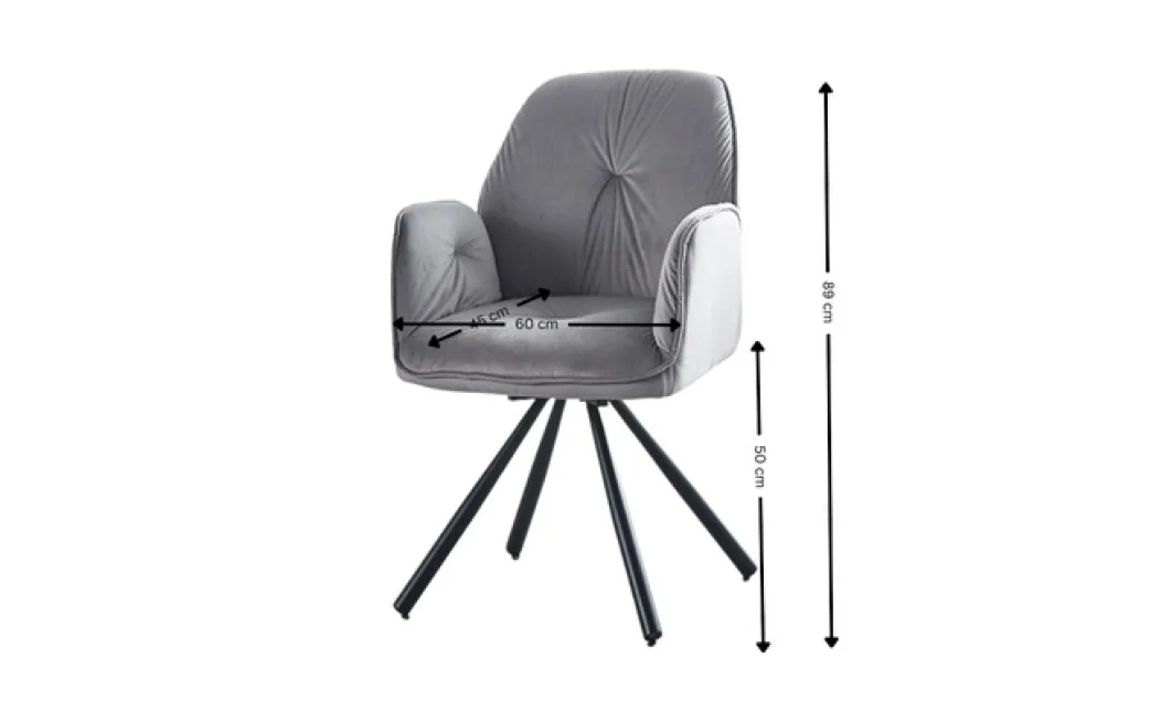 Set Masă Living Extensibilă KJT381 Alb cu 6 Scaune KJC80 Gri 1