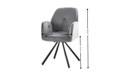 Set Masă Living Extensibilă KJT381 Alb cu 6 Scaune KJC80 Gri