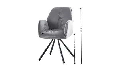 Set Masă Living Extensibilă KJT381 Alb cu 6 Scaune KJC80 Gri
