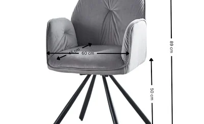 Set Masă Living Extensibilă KJT381 Alb cu 6 Scaune KJC80 Gri