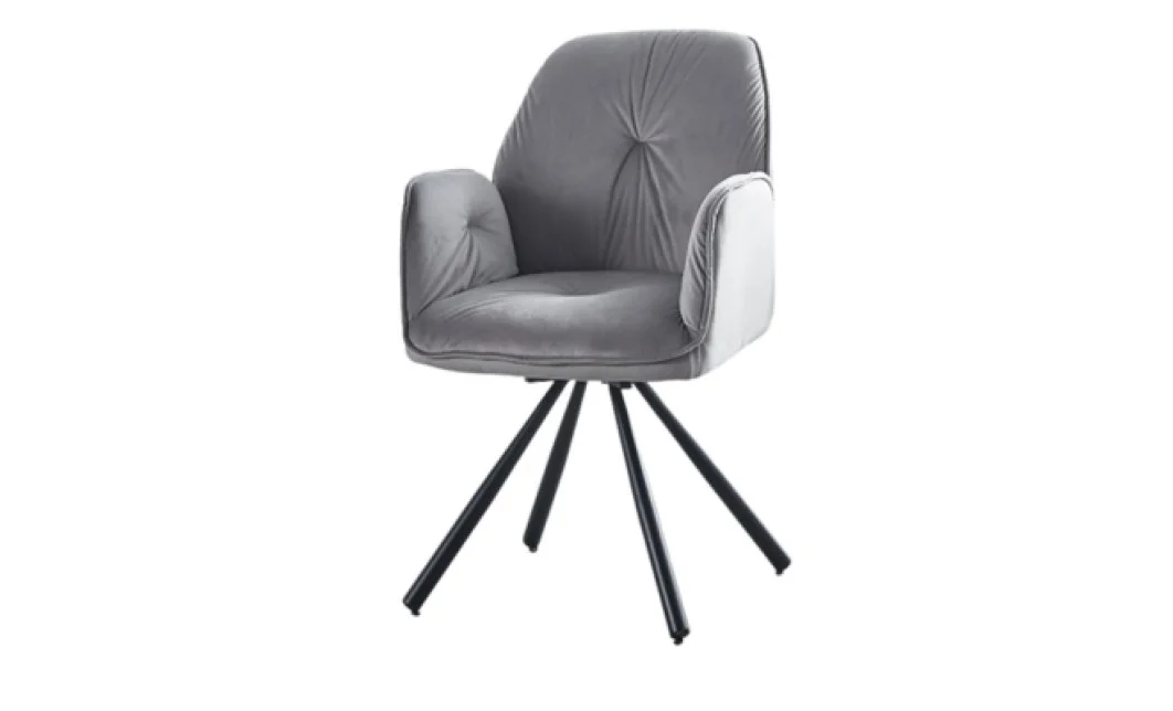 Set Masă Living Extensibilă KJT381 Alb cu 6 Scaune KJC80 Gri 3