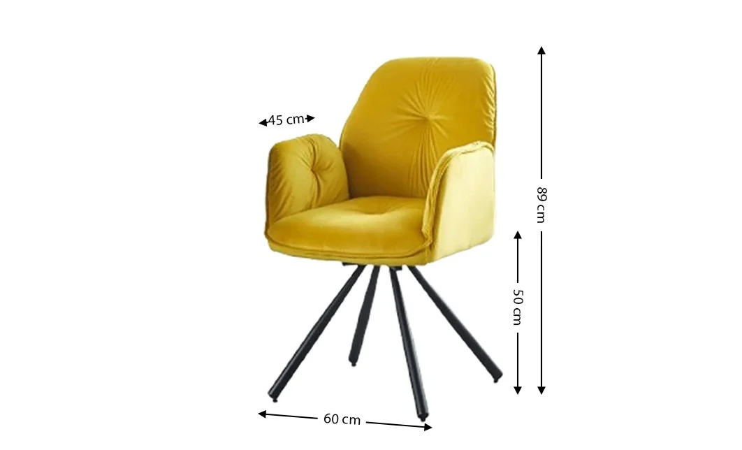 Set Masă Living Extensibilă CT242 Blat Sticlă Securizată cu 6 Scaune KJC80 Galbene