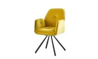 Set Masă Living Extensibilă CT242 Blat Sticlă Securizată cu 6 Scaune KJC80 Galbene