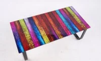 Măsuță cafea  cu blat din sticla KJCT158, model multicolor 4