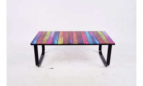 Măsuță cafea  cu blat din sticla KJCT158, model multicolor