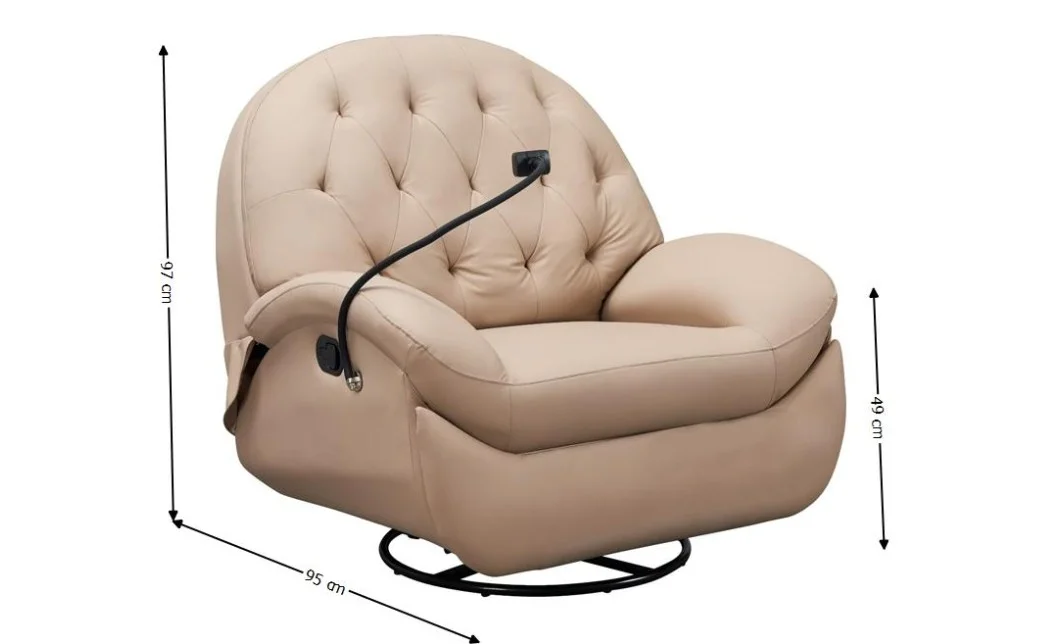 Fotoliul cu Recliner KJLC041 Bej, cu suport de telefon 2