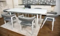 Set Masă Living Extensibilă Palmdale Albă cu 6 Scaune Carolina 6