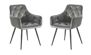 Set 2 Scaune Living Tapițate KJC38 Gri