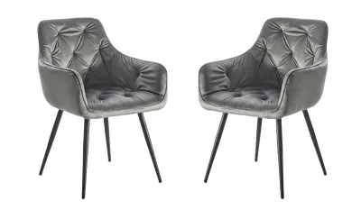 Set 2 Scaune Living Tapițate KJC38 Gri