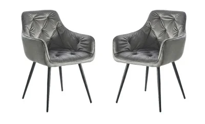 Set 2 Scaune Living Tapițate KJC38 Gri