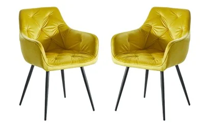 Set 2 Scaune Living Tapițate KJC38 Galbene