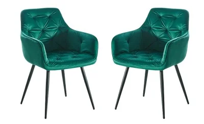 Set 2 Scaune Living Tapițate KJC38 Verzi
