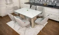 Set Masă Living Extensibilă Blat Ceramic Alb Marmura CT234 cu Set 6 Scaune DCM0108CS 3