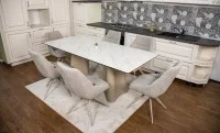 Set Masă Living Extensibilă Blat Ceramic Alb Marmura CT234 cu Set 6 Scaune DCM0108CS 5