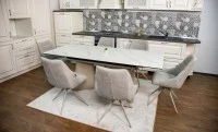 Set Masă Living Extensibilă Blat Ceramic Alb Marmura CT234 cu Set 6 Scaune DCM0108CS 6