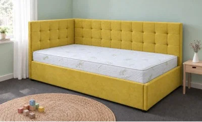 Pat Tapițat de Colț Claudia 120x200, Lemon 43, Galben Muștar