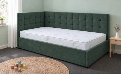 Pat Tapițat de Colț Claudia 120x200, Nice Velvet 15, Verde Brad