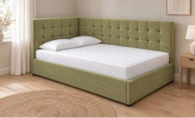 Pat Tapițat de Colț Claudia 140x200, Aragon 35, Verde Olive