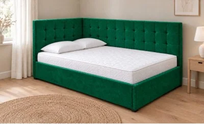 Pat Tapițat de Colț Claudia 140x200, Fresh 13, Verde Smarald