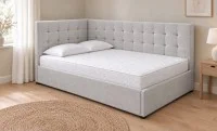 Pat Tapițat de Colț Claudia 140x200, Nice Velvet 2, Bej Deschis