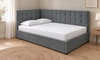 Pat Tapițat de Colț Claudia 140x200, Nice Velvet 23, Gri Închis