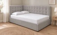 Pat Tapițat de Colț Claudia 160x200, Nice Velvet 5, Crem Deschis