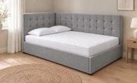 Pat Tapițat de Colț Claudia 160x200, Nice Velvet 7, Gri Taupe
