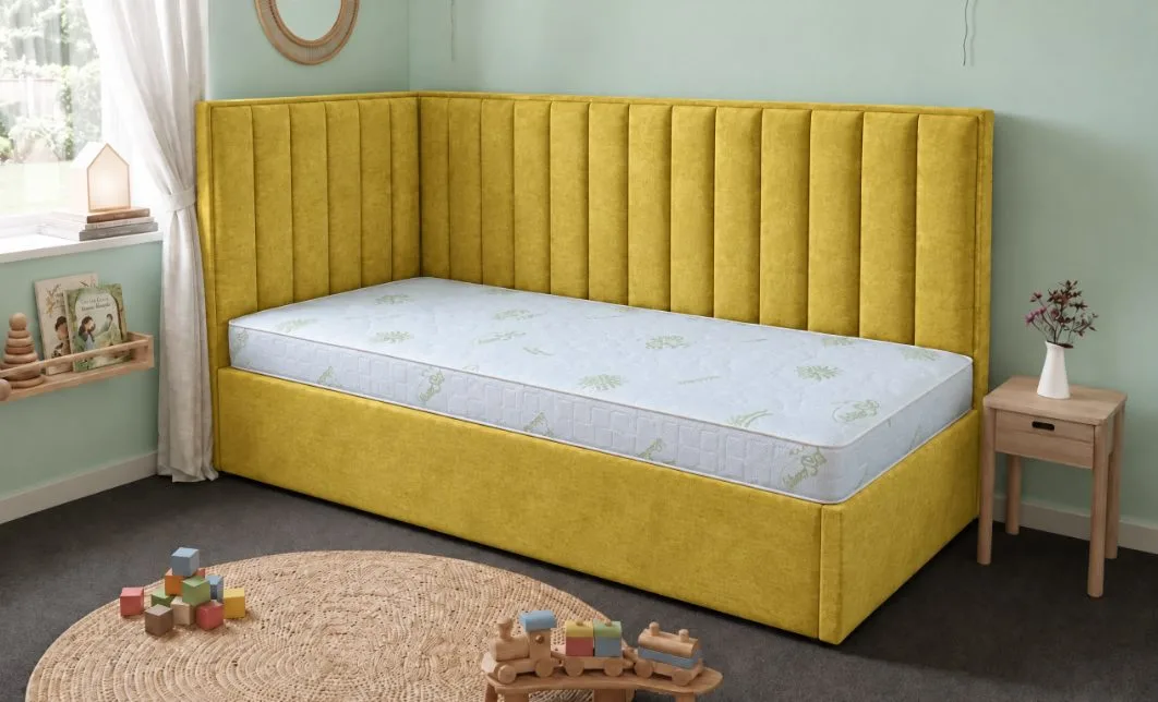 Pat Tapițat de Colț Klaus 90x200, Lemon 43, Galben Muștar