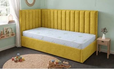 Pat Tapițat de Colț Klaus 120x200, Lemon 43, Galben Muștar