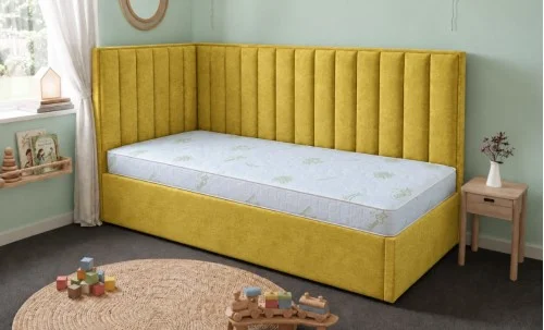 Pat Tapițat de Colț Klaus 90x200, Lemon 43, Galben Muștar