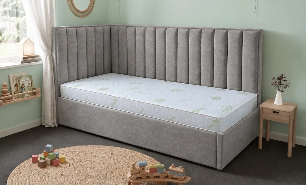 Pat Tapițat de Colț Klaus 90x200, Nice Velvet 7, Gri Taupe