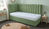 Pat Tapițat de Colț Klaus 120x200, Nice Velvet 14, Verde Mentă