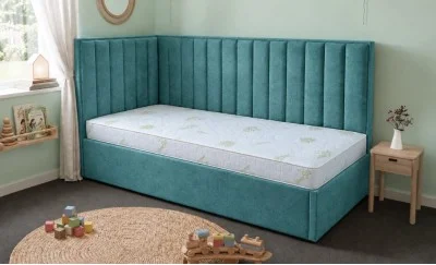 Pat Tapițat de Colț Klaus 120x200, Nice Velvet 19, Cyan