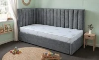 Pat Tapițat de Colț Klaus 120x200, Nice Velvet 23, Gri Închis