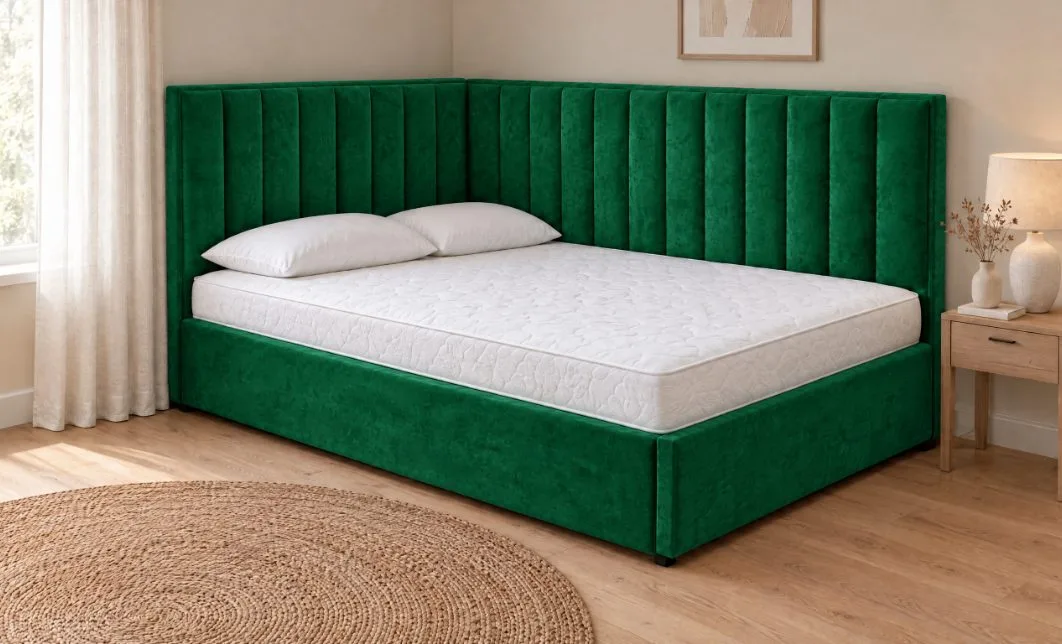 Pat Tapițat de Colț Klaus 140x200, Fresh 13, Verde Smarald
