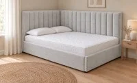 Pat Tapițat de Colț Klaus 140x200, Nice Velvet 2, Bej Deschis