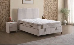 Set Pat Tapițat cu Saltea Vogue și Somieră Rabatabilă 160x200