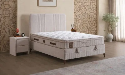 Set Pat Tapițat cu Saltea Vogue și Somieră Rabatabilă 160x200